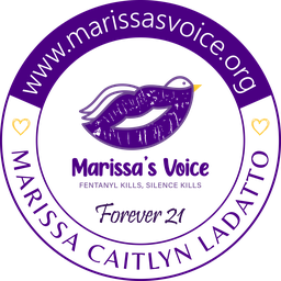 Marissa&rsquo;s Voice round logo: a purple bird in flight shaped like lips, with the words Fentanyl Kills, Silence Kills and Forever 21